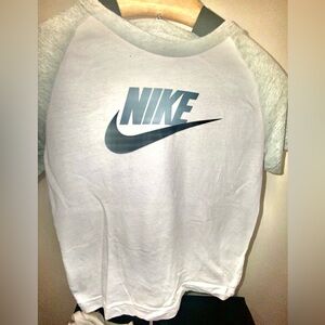 Nike Gray and White Crewneck Tee